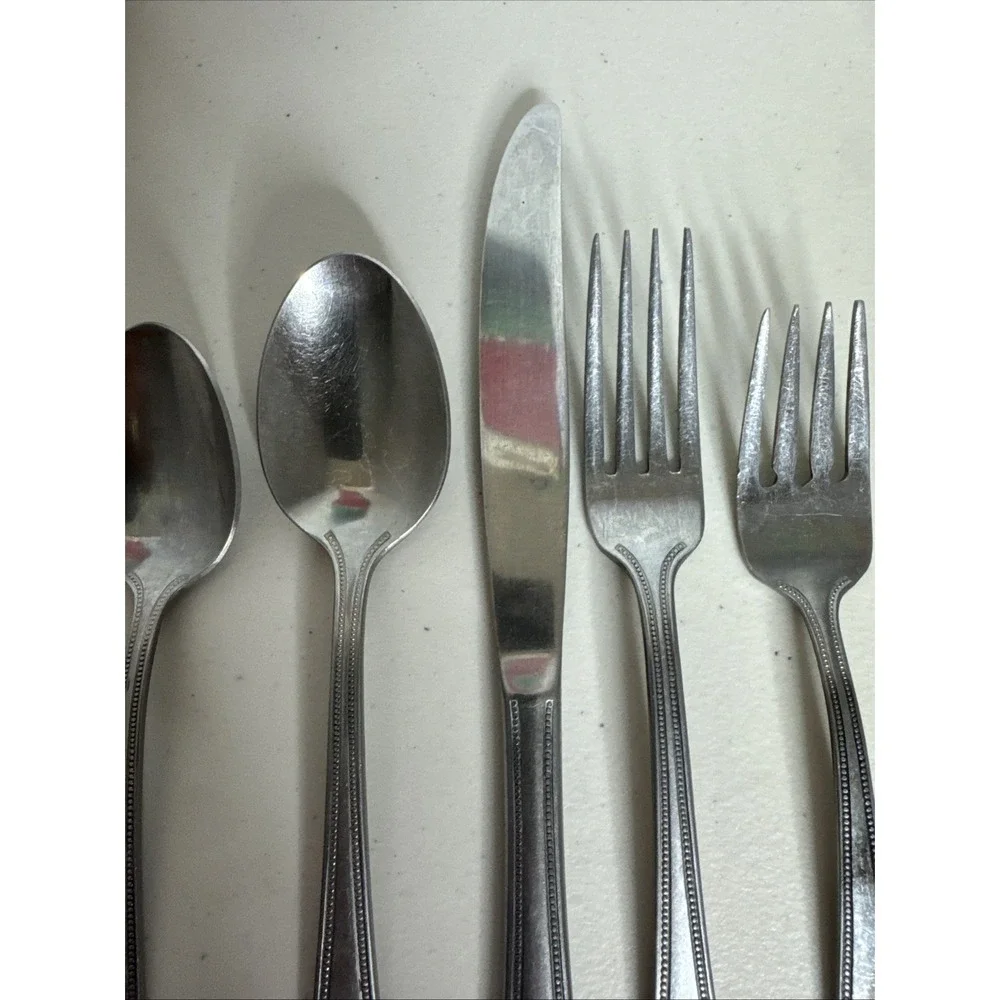 Oneida Northland Fashionpoint Stainless Japan Beaded Flatware 5 Piece Set